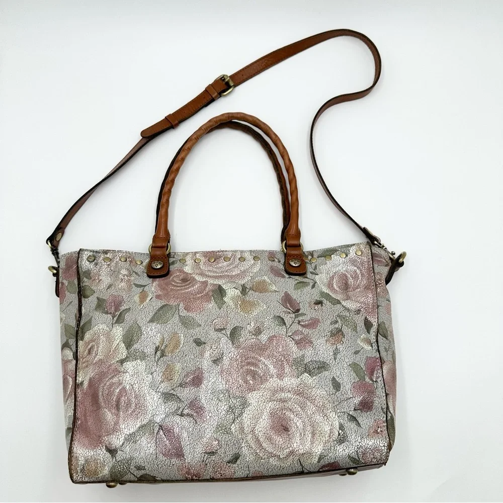 Patricia Nash Zancona Cracked Rose Leather Tote Satchel - Picture 9 of 13
